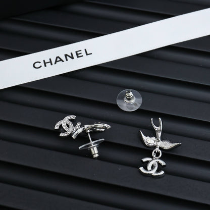 Modern Silver Swallow Earrings