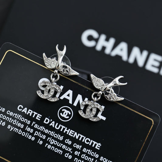 Modern Silver Swallow Earrings