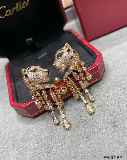 Feline-Embossed Statement Hoops
