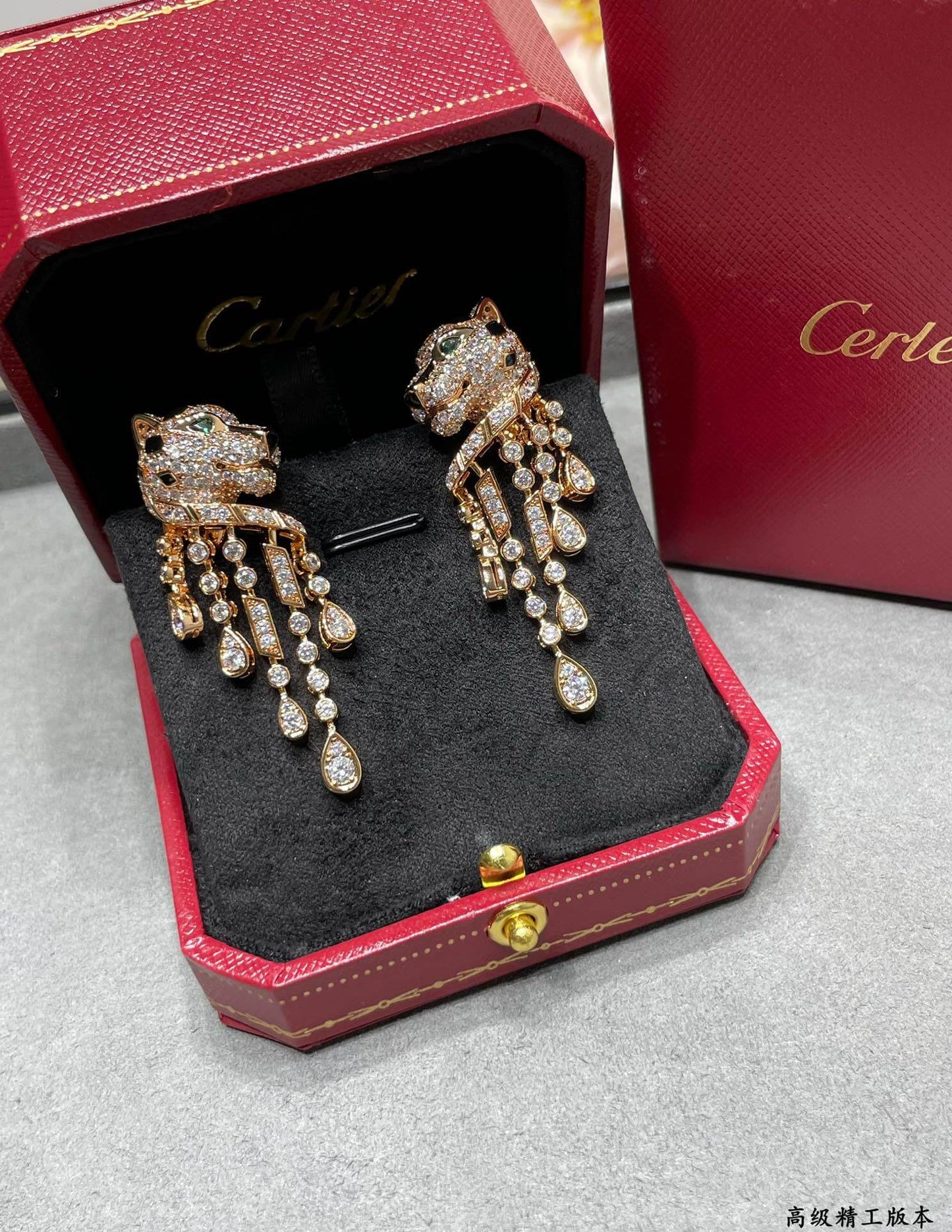Feline-Embossed Statement Hoops