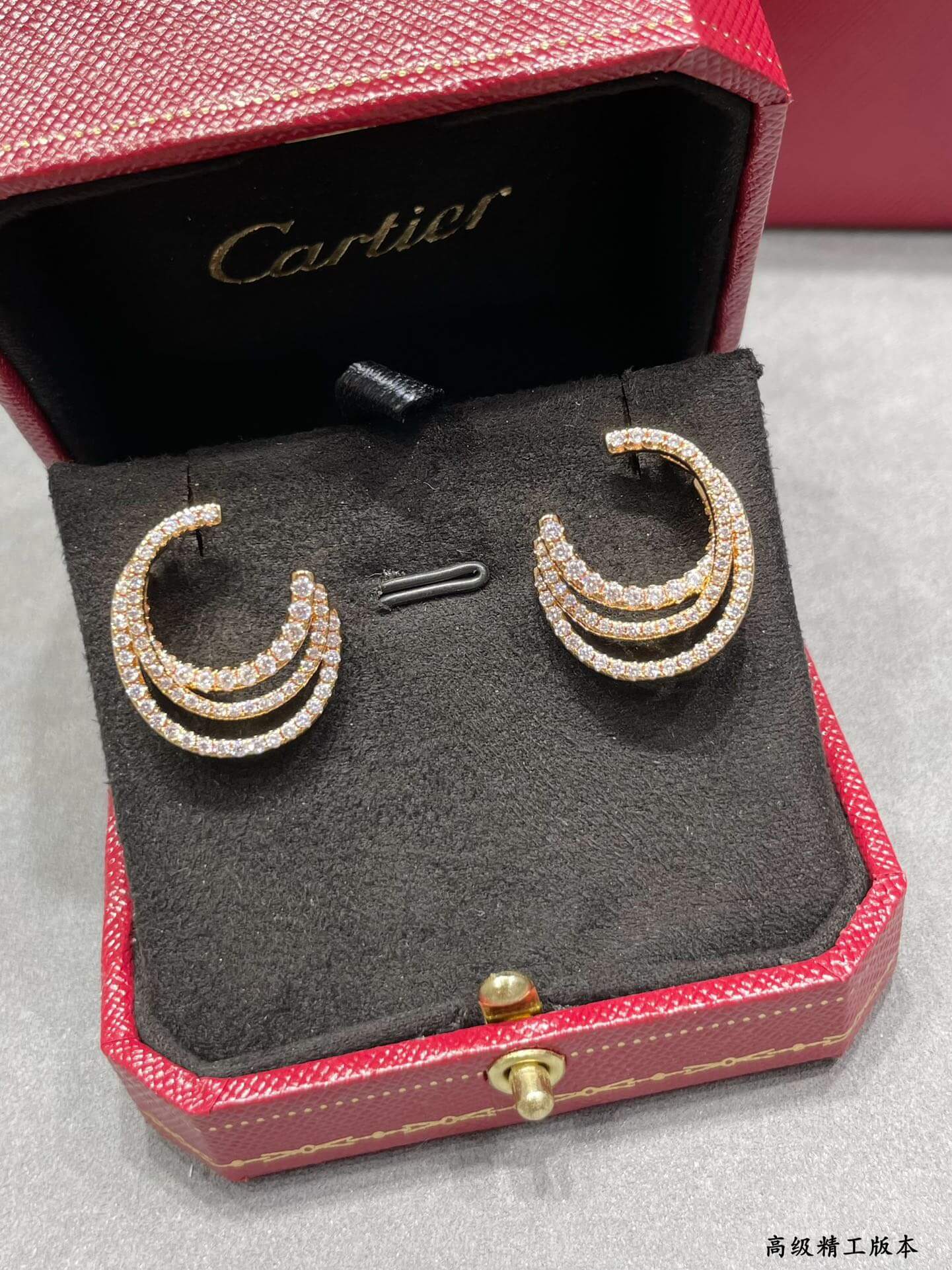 Triple-Pavé Hoop Studs