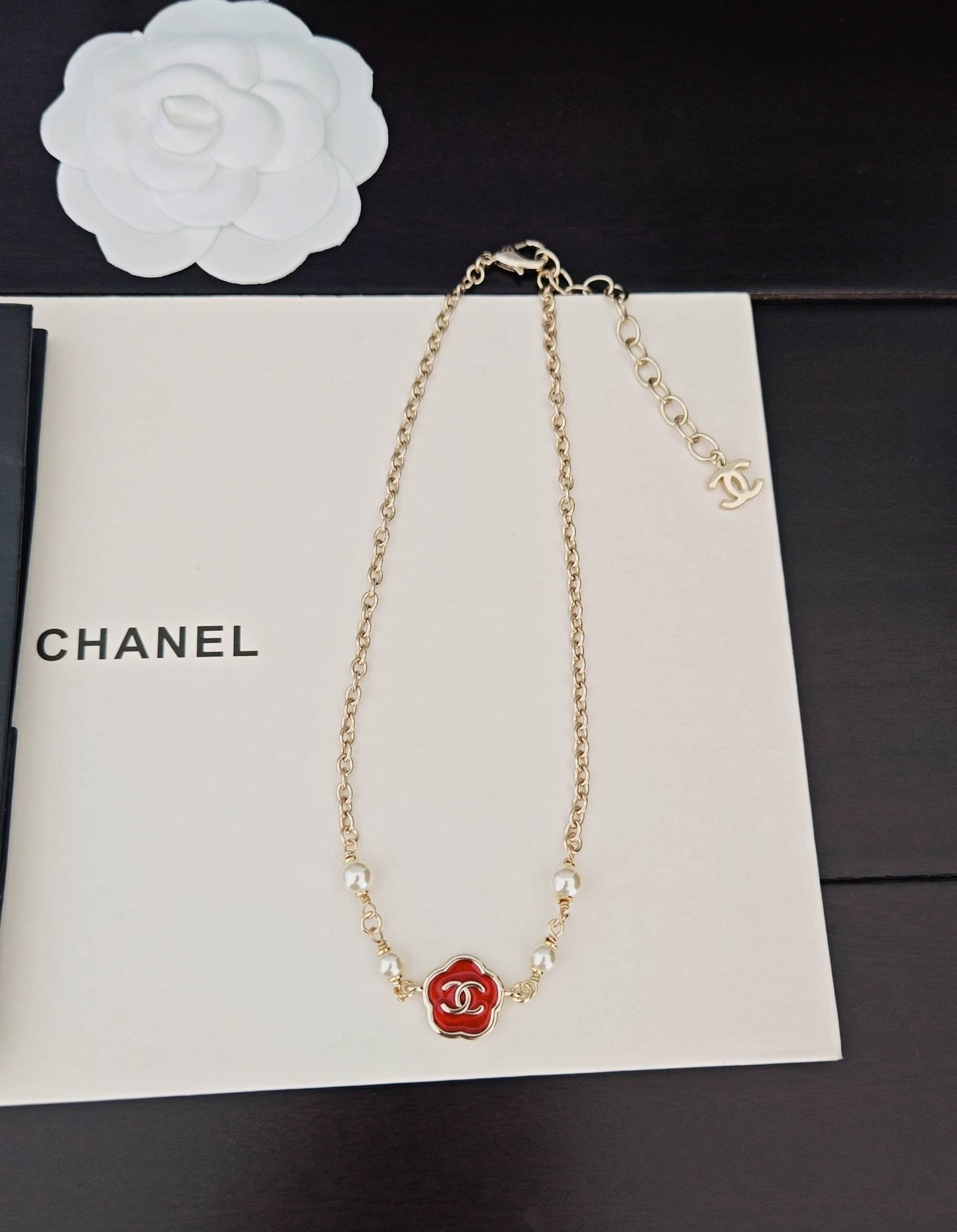 Minimalist Red Petal Pendant Necklace
