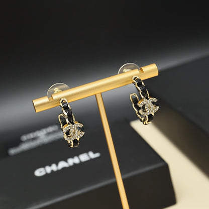 Leather-Inlaid Stud Earrings