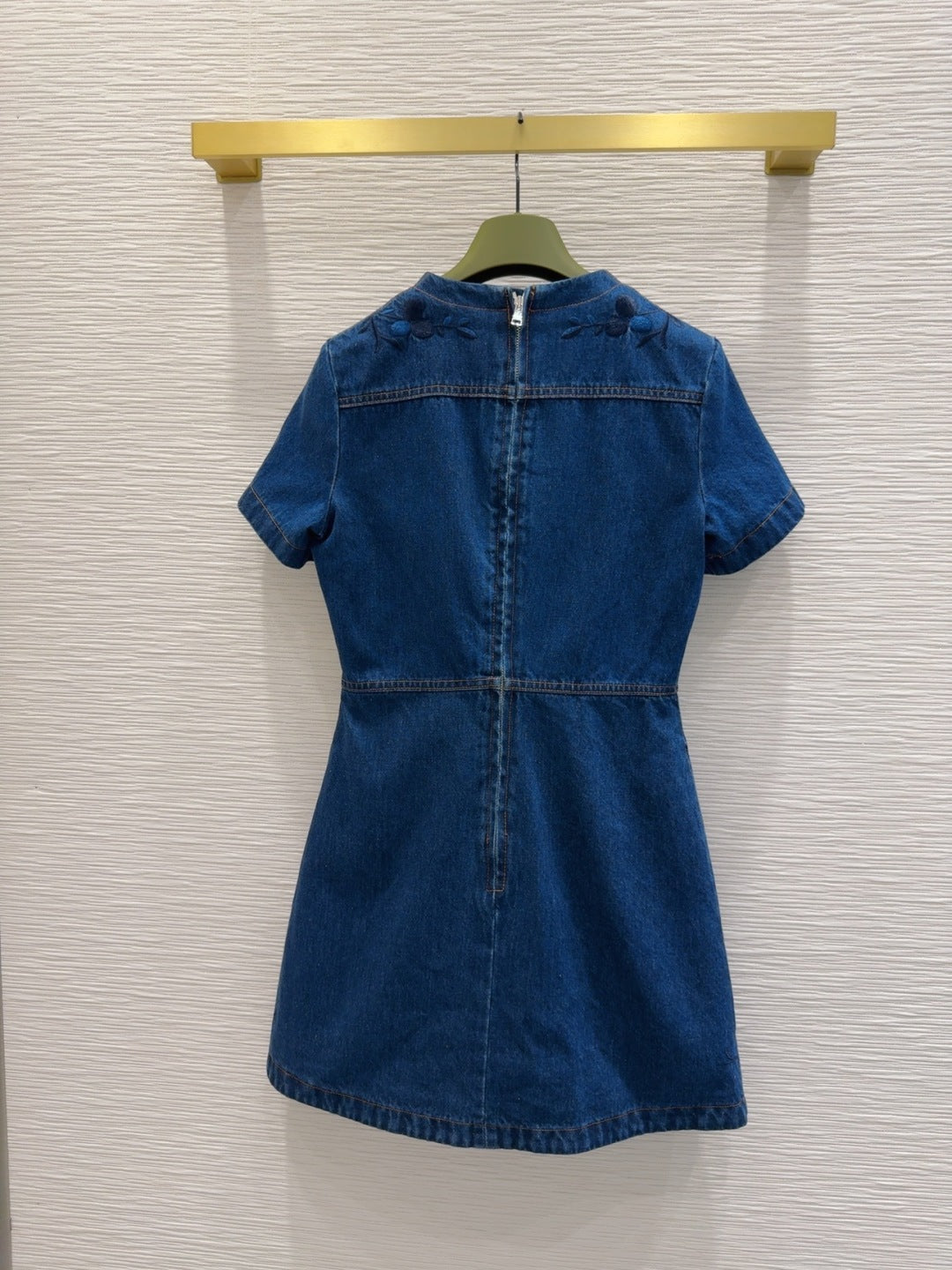 Denim Floral Embroidered Dress