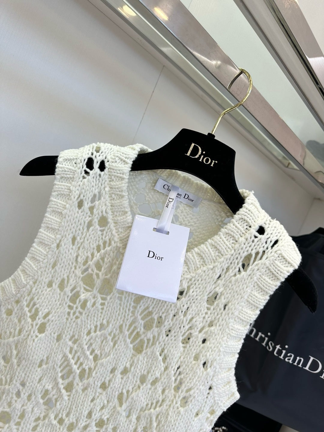 Openwork Hand-Crochet Knit Vest