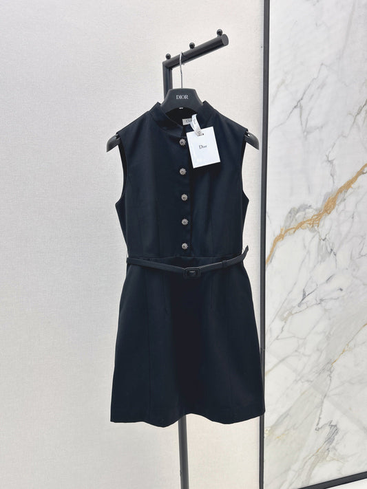 Elegant Stand Collar Sleeveless Dress