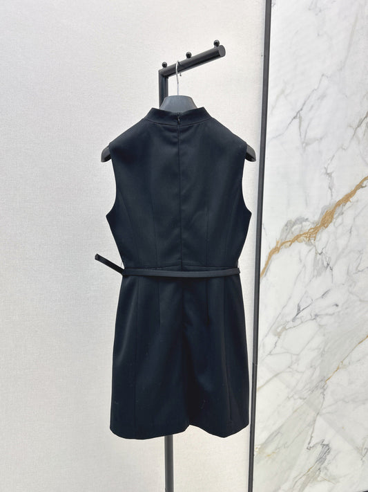 Elegant Stand Collar Sleeveless Dress