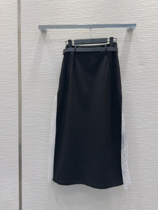 Elegant Lace Maxi Skirt with Matching Belt