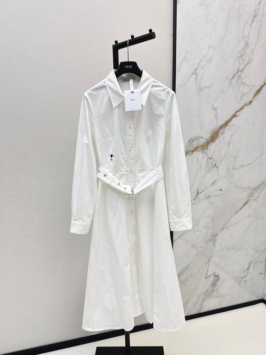 Elegant Embroidered Shirt Long Dress