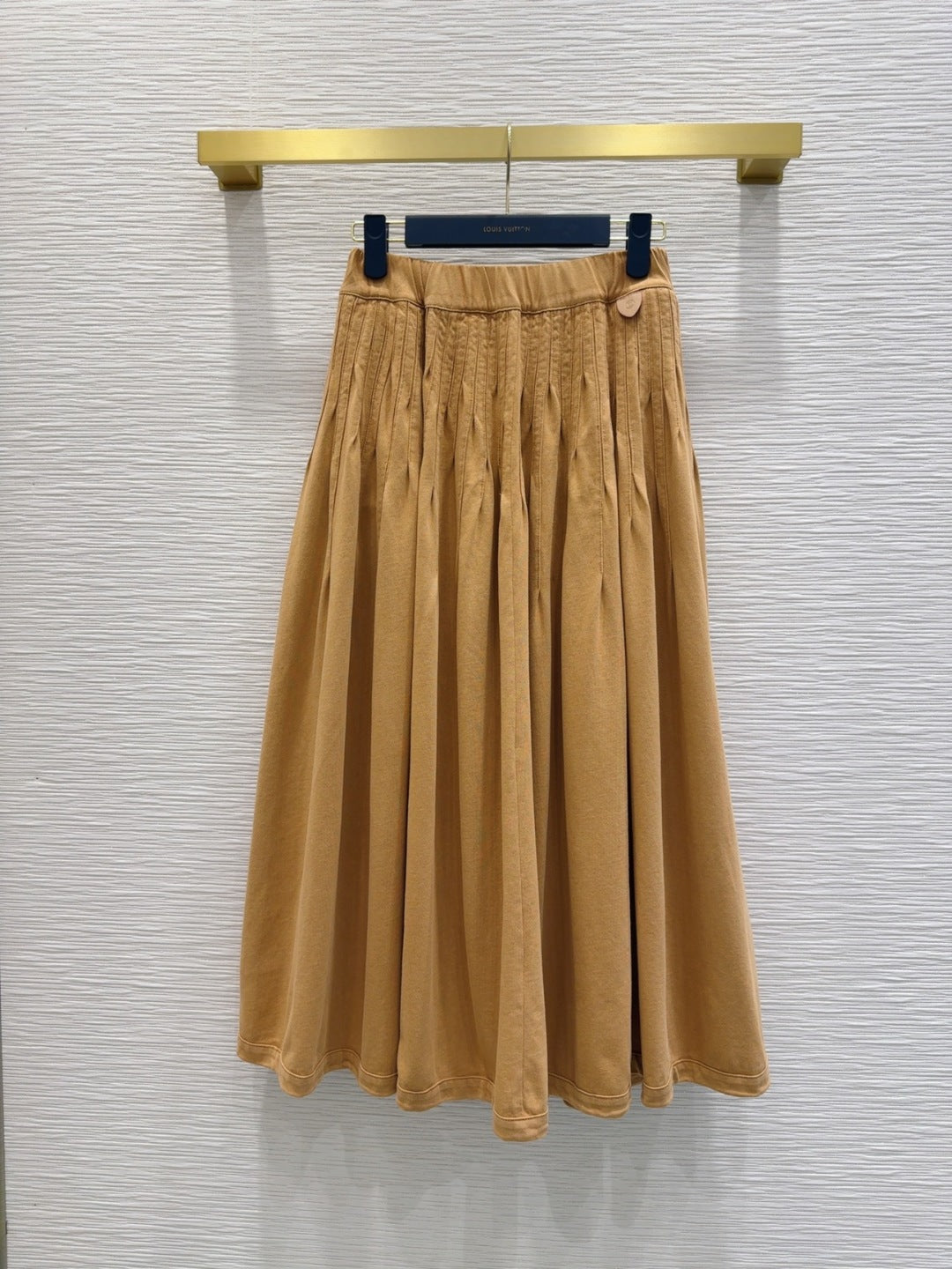 Midi Pleated Skirt with Logo Tag Detail
