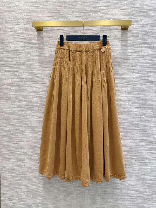 Midi Pleated Skirt with Logo Tag Detail