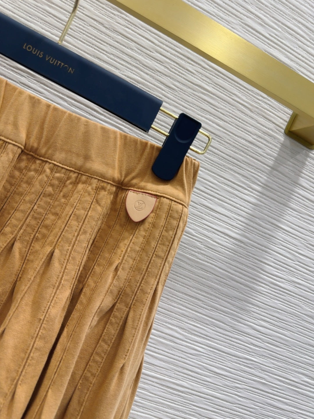Midi Pleated Skirt with Logo Tag Detail