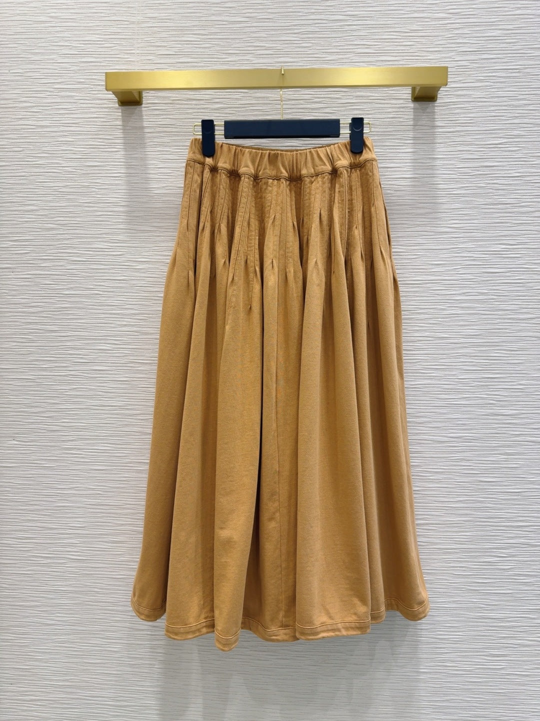 Midi Pleated Skirt with Logo Tag Detail