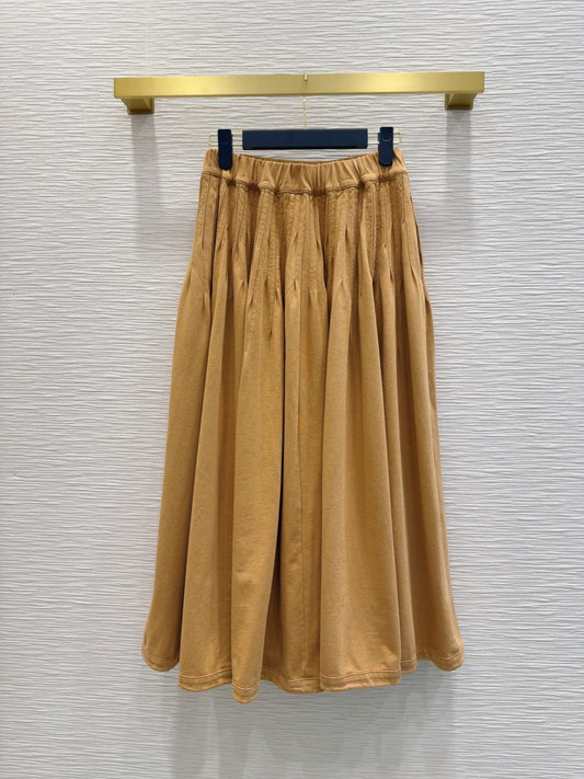 Midi Pleated Skirt with Logo Tag Detail