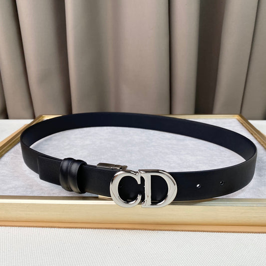 Classic Black Belt with Silver Logo Buckle