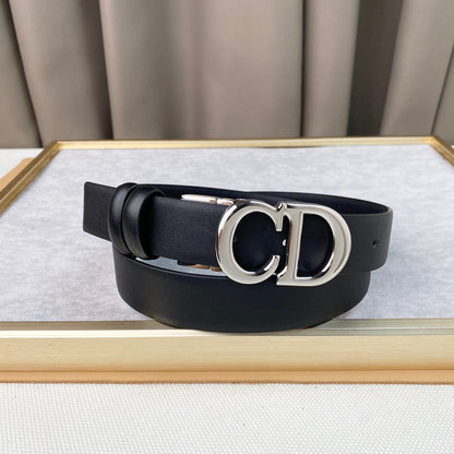 Classic Black Belt with Silver Logo Buckle