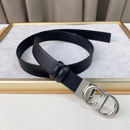 Classic Black Belt with Silver Logo Buckle