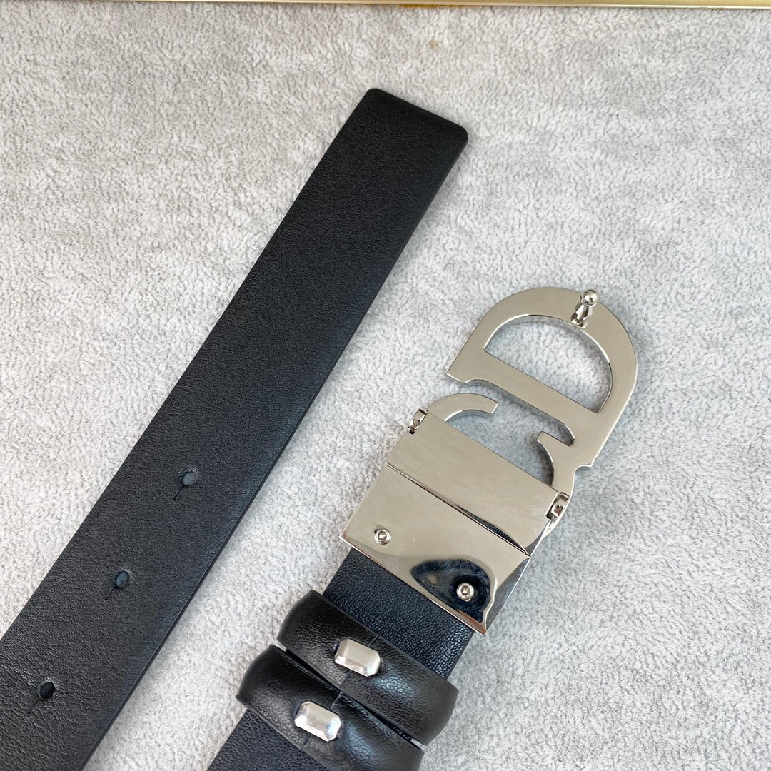 Classic Black Belt with Silver Logo Buckle