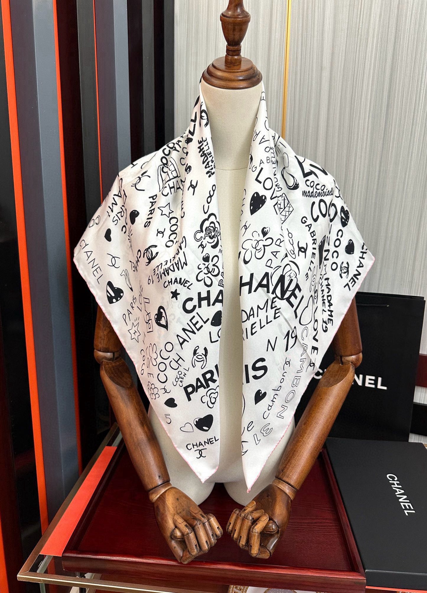 Multicolor Heart Pattern Square Silky Scarf