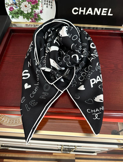 Multicolor Heart Pattern Square Silky Scarf