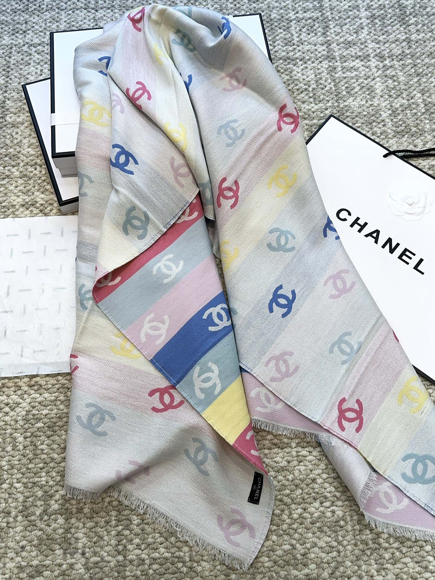 Classic Multicolor Logo All-Over Print Scarf